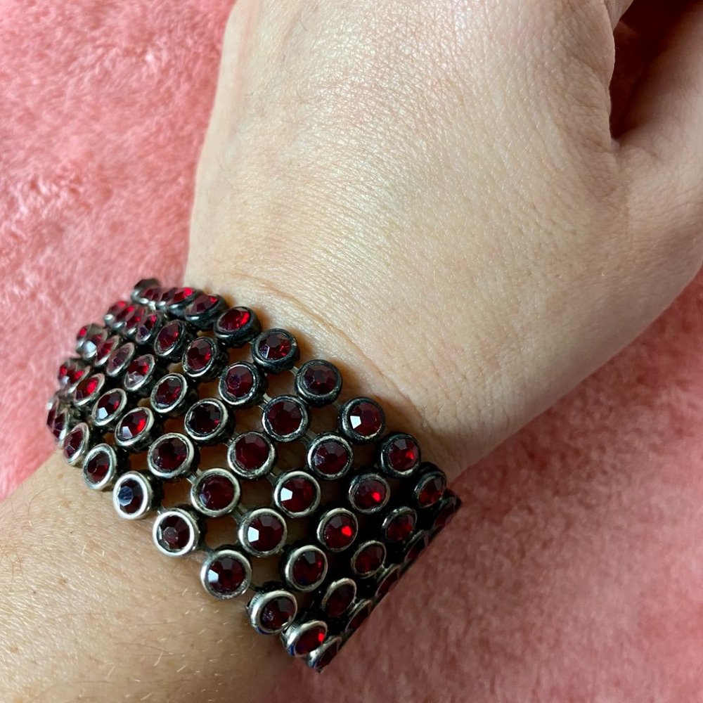 Faux Ruby Rhinestone Chunky Bracelet